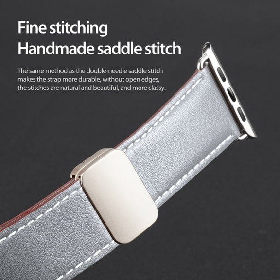 For Apple Watch Series 2 38mm DUX DUCIS YA Series Magnetic Buckle Genuine Leather Watch Band(Grey)