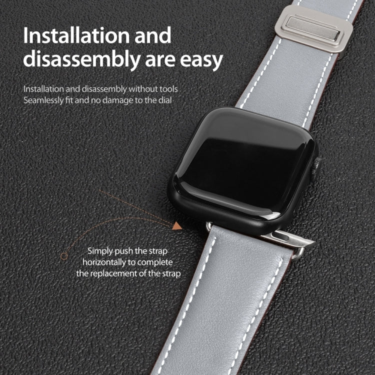 For Apple Watch Series 2 38mm DUX DUCIS YA Series Magnetic Buckle Genuine Leather Watch Band(Grey)
