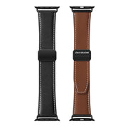 For Apple Watch 42mm DUX DUCIS YA Series Magnetic Buckle Genuine Leather Watch Band(Black)