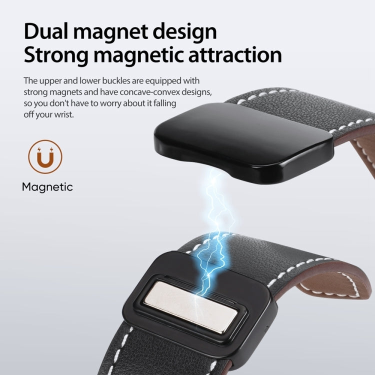 For Apple Watch 42mm DUX DUCIS YA Series Magnetic Buckle Genuine Leather Watch Band(Black)