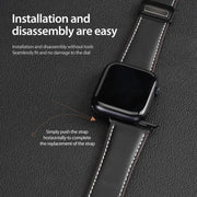 For Apple Watch 42mm DUX DUCIS YA Series Magnetic Buckle Genuine Leather Watch Band(Black)