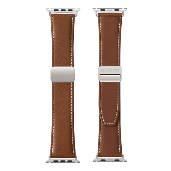 For Apple Watch 42mm DUX DUCIS YA Series Magnetic Buckle Genuine Leather Watch Band(Brown)