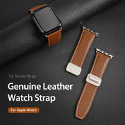 For Apple Watch 42mm DUX DUCIS YA Series Magnetic Buckle Genuine Leather Watch Band(Brown)