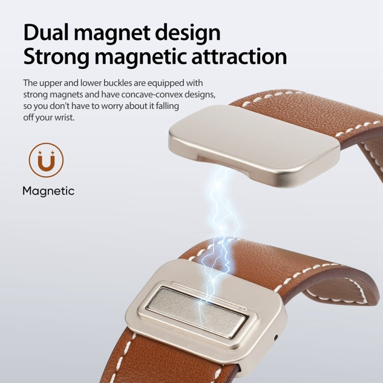 For Apple Watch 42mm DUX DUCIS YA Series Magnetic Buckle Genuine Leather Watch Band(Brown)