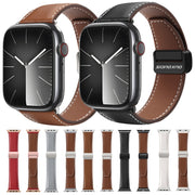 For Apple Watch 42mm DUX DUCIS YA Series Magnetic Buckle Genuine Leather Watch Band(Black)
