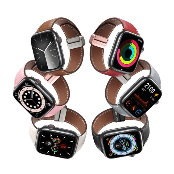 For Apple Watch Series 2 38mm DUX DUCIS YA Series Magnetic Buckle Genuine Leather Watch Band(Grey)