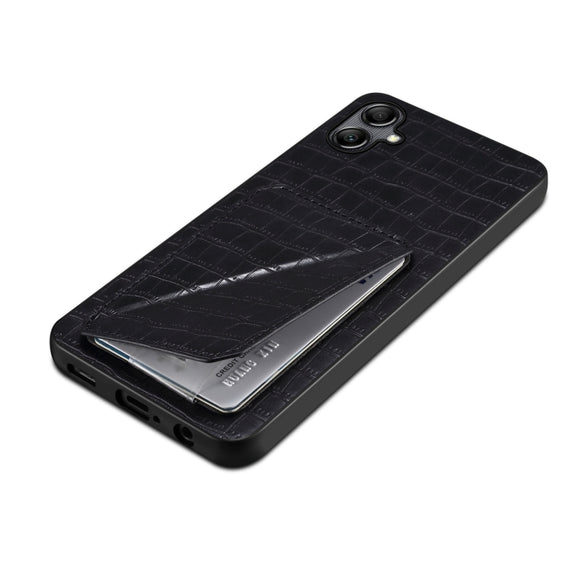 For Samsung Galaxy S24+ 5G Denior Imitation Crocodile Leather Back Phone Case with Holder(Black)