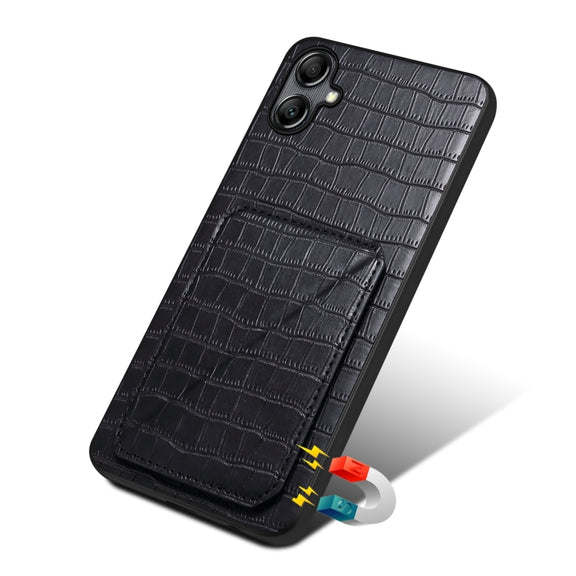 For Samsung Galaxy S24+ 5G Denior Imitation Crocodile Leather Back Phone Case with Holder(Black)