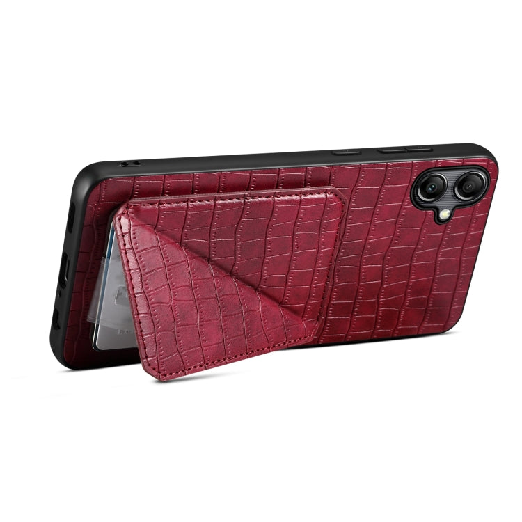 For Samsung Galaxy S24+ 5G Denior Imitation Crocodile Leather Back Phone Case with Holder(Rose Red)