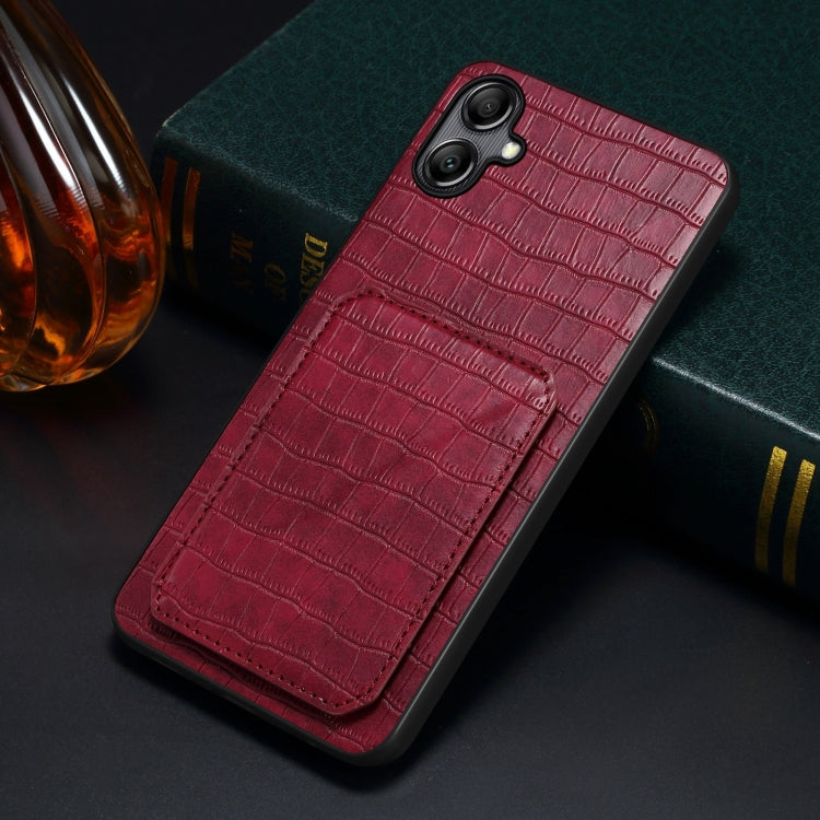 For Samsung Galaxy S24+ 5G Denior Imitation Crocodile Leather Back Phone Case with Holder(Rose Red)