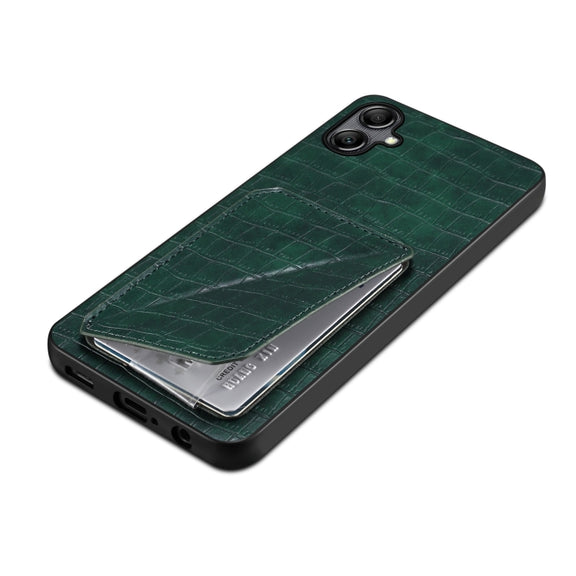 For Samsung Galaxy S24 Ultra 5G Denior Imitation Crocodile Leather Back Phone Case with Holder(Green)