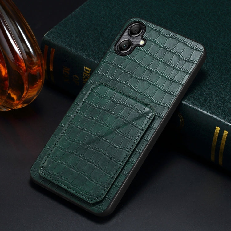 For Samsung Galaxy S24 Ultra 5G Denior Imitation Crocodile Leather Back Phone Case with Holder(Green)