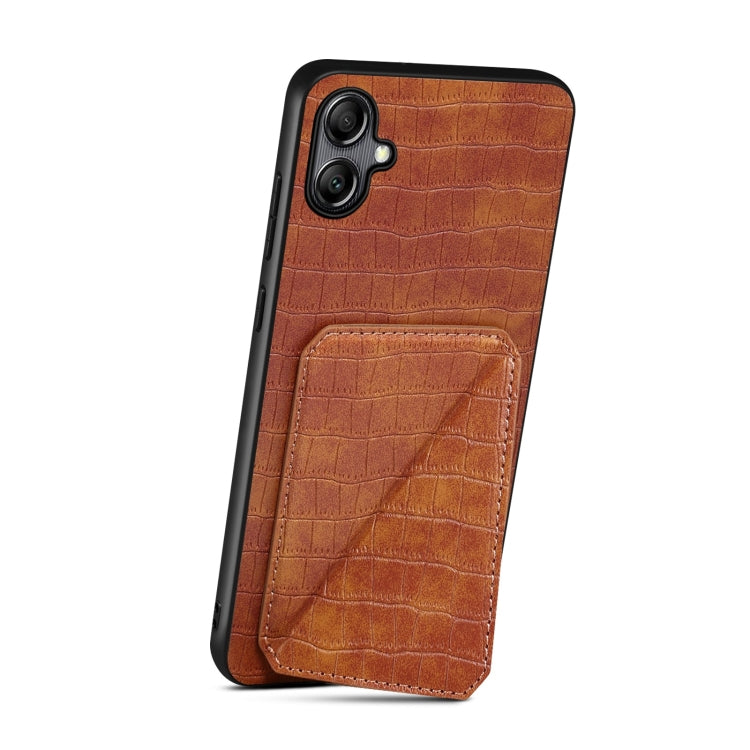 For Samsung Galaxy S24 Ultra 5G Denior Imitation Crocodile Leather Back Phone Case with Holder(Brown)