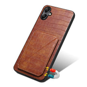 For Samsung Galaxy S24 Ultra 5G Denior Imitation Crocodile Leather Back Phone Case with Holder(Brown)