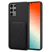 For Samsung Galaxy S24 Ultra 5G Denior Imitation Calf Leather Back Phone Case with Holder(Black)