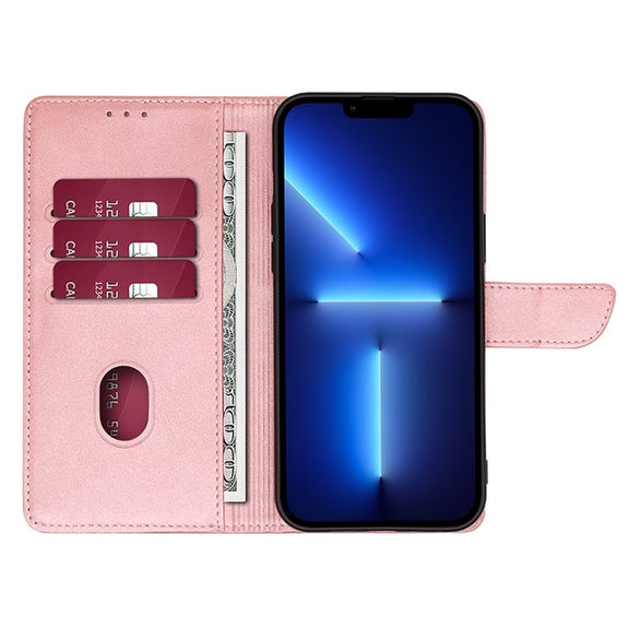 For Motorola Moto G Play 4G 2024 Calf Texture Buckle Flip Leather Phone Case(Rose Gold)
