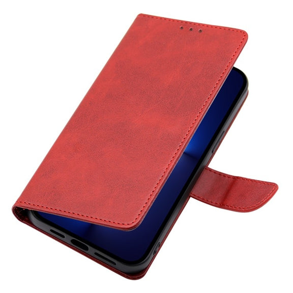 For Motorola Moto G Play 4G 2024 Calf Texture Buckle Flip Leather Phone Case(Red)