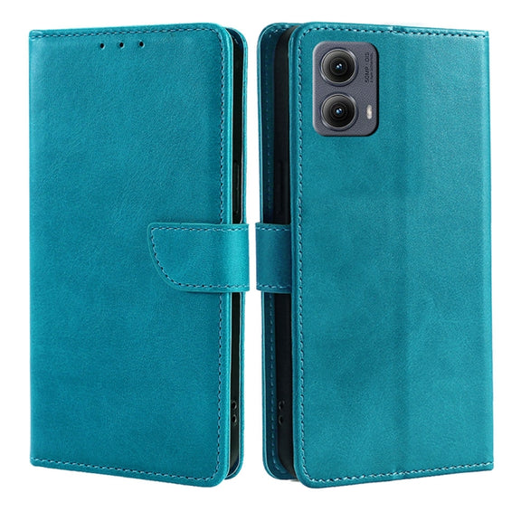 For Motorola Edge 5G 2024 Calf Texture Buckle Flip Leather Phone Case(Light Blue)