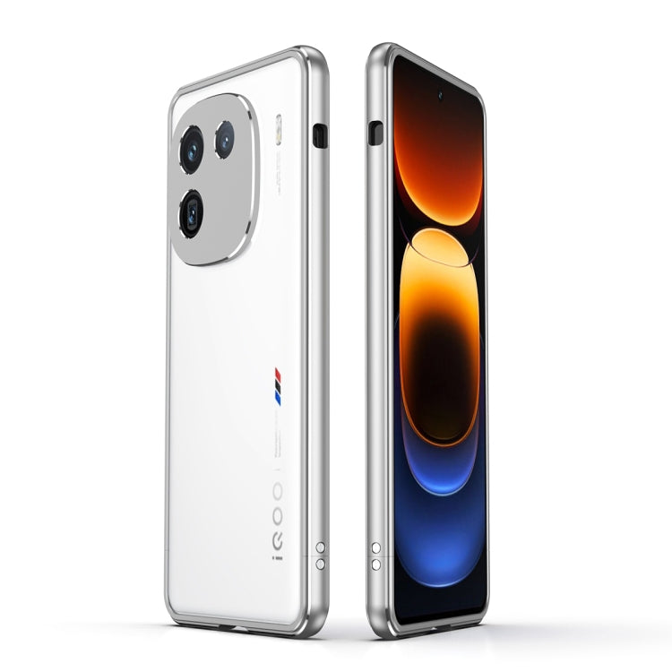 For vivo iQOO 12 Pro Aurora Series Lens Protector + Metal Frame Phone Case(Silver) - iQOO 12 Pro Cases by PMC TechLife | Online Shopping South Africa | PMC TechLife