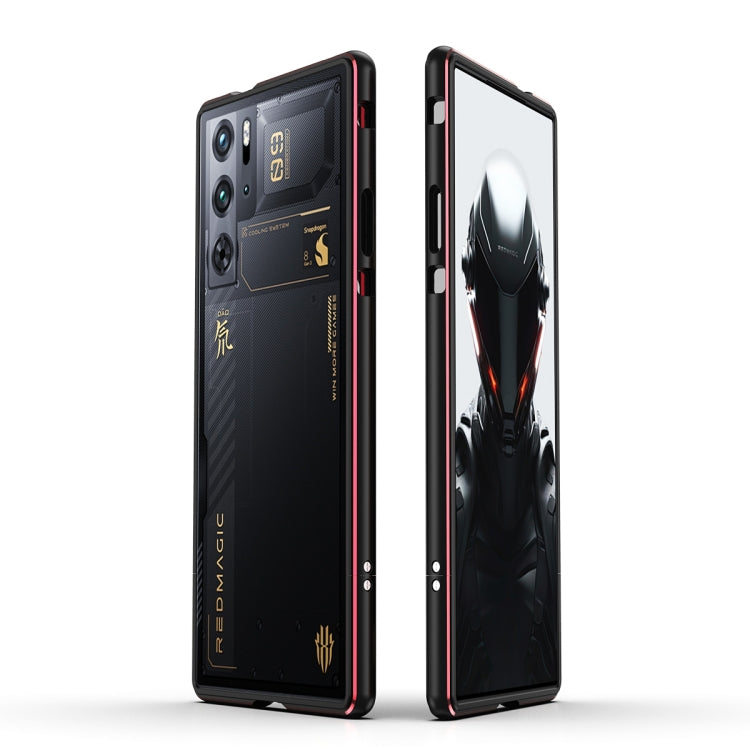 For ZTE nubia Red Magic 10 Pro / 10 Pro+ Aurora Series Metal Frame Phone Case(Black Red)
