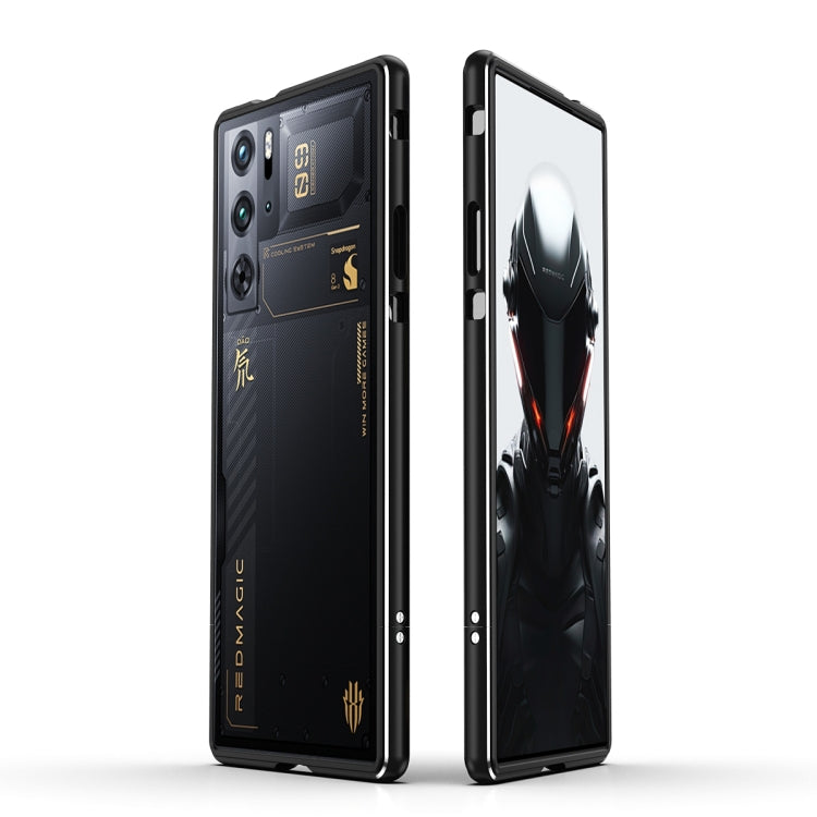 For ZTE nubia Red Magic 10 Pro / 10 Pro+ Aurora Series Metal Frame Phone Case(Black Silver)