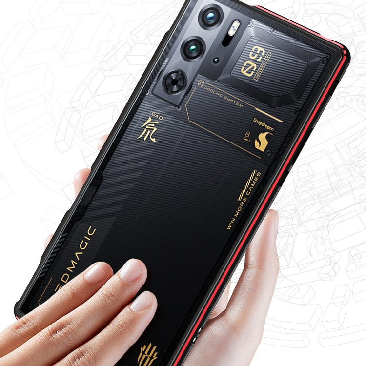 For ZTE nubia Red Magic 10 Pro / 10 Pro+ Aurora Series Metal Frame Phone Case(Black Blue)
