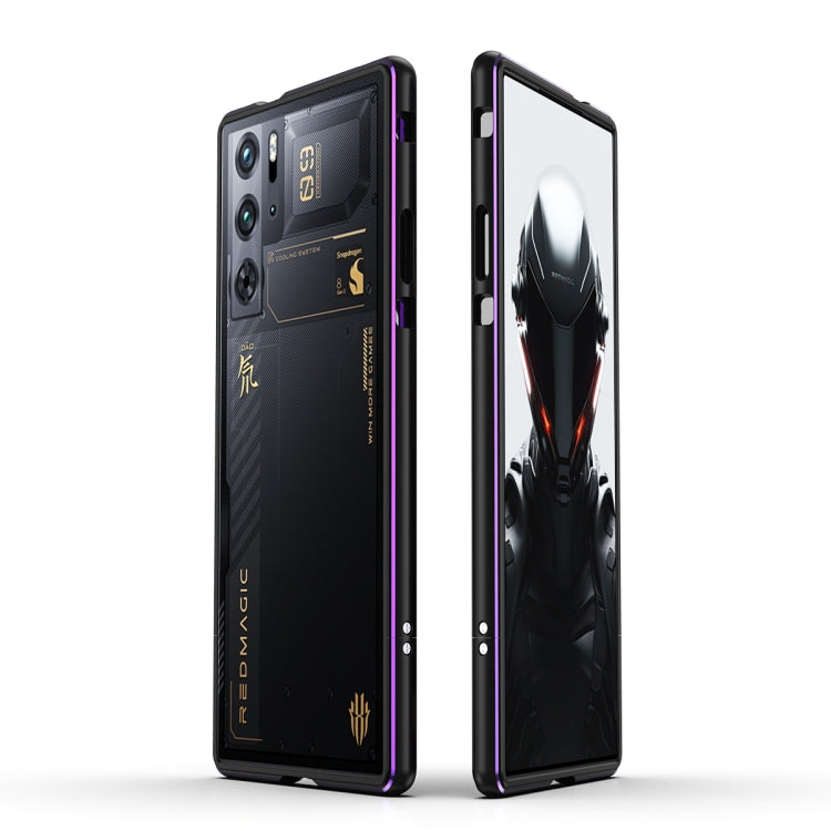 For ZTE nubia Red Magic 10 Pro / 10 Pro+ Aurora Series Metal Frame Phone Case(Black Purple)