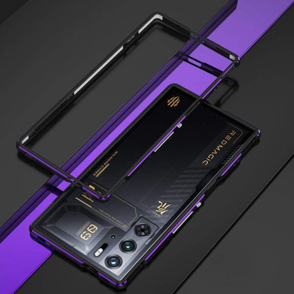 For ZTE nubia Red Magic 10 Pro / 10 Pro+ Aurora Series Metal Frame Phone Case(Black Purple)