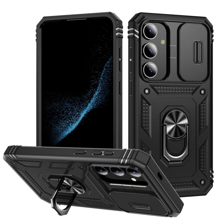 For Samsung Galaxy S24 5G Sliding Camshield TPU + PC Phone Case with Holder(Black) - Galaxy S24 5G Cases by PMC TechLife | Online Shopping South Africa | PMC TechLife