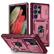For Samsung Galaxy S24 Ultra 5G Sliding Camshield TPU + PC Phone Case with Holder(Pink+Rose Red) - Galaxy S24 Ultra 5G Cases by PMC TechLife | Online Shopping South Africa | PMC TechLife