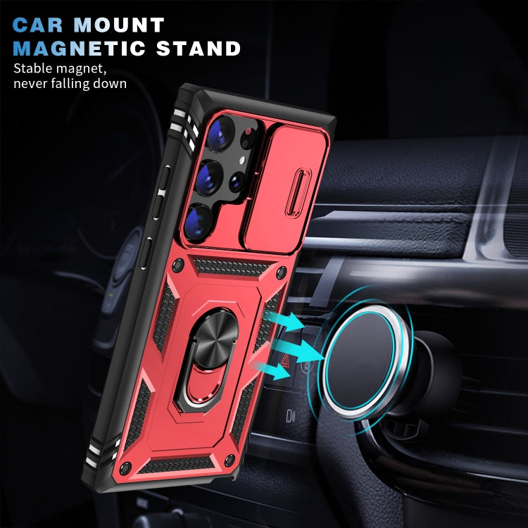 For Samsung Galaxy S24 Ultra 5G Sliding Camshield TPU + PC Phone Case with Holder(Red+Black) - Galaxy S24 Ultra 5G Cases by PMC TechLife | Online Shopping South Africa | PMC TechLife