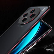 For vivo X100 Aurora Series Metal Frame Phone Case(Blue+Silver)