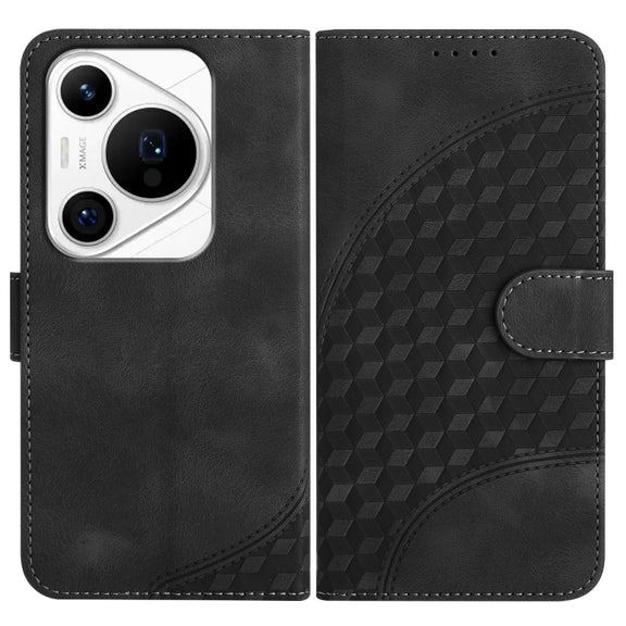 For Huawei Pura 70 Pro/70 Pro+ YX0060 Elephant Head Embossed Phone Leather Case with Lanyard(Black)