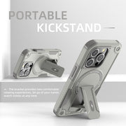 For iPhone 13 Pro MagSafe Holder Armor PC Hybrid TPU Phone Case(Grey)