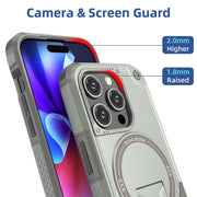 For iPhone 13 Pro MagSafe Holder Armor PC Hybrid TPU Phone Case(Grey)