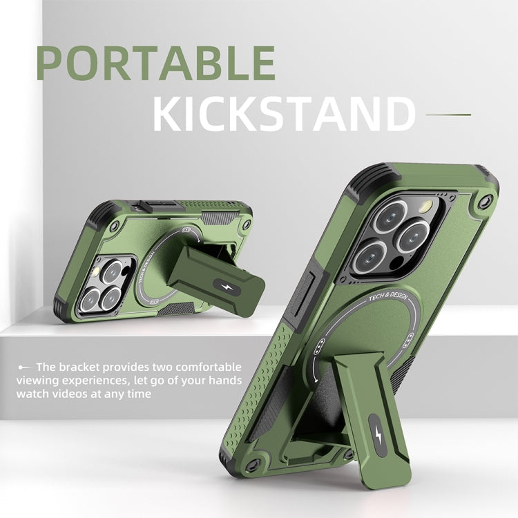 For iPhone 13 MagSafe Holder Armor PC Hybrid TPU Phone Case(Army Green) - iPhone 13 Cases by PMC TechLife | Online Shopping South Africa | PMC TechLife