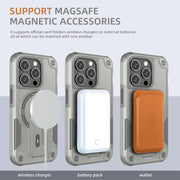 For iPhone 12 Pro Max MagSafe Holder Armor PC Hybrid TPU Phone Case(Grey)