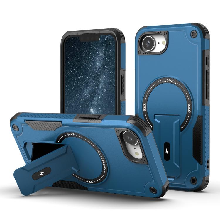 For iPhone 16e Armor Magsafe Holder PC Hybrid TPU Phone Case(Dark Blue) - iPhone 16e Cases by PMC TechLife | Online Shopping South Africa | PMC TechLife | Buy Now Pay Later Mobicred