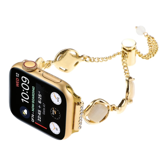 For Apple Watch SE 2023 44mm Shell Metal Chain Bracelet Watch Band(Gold)