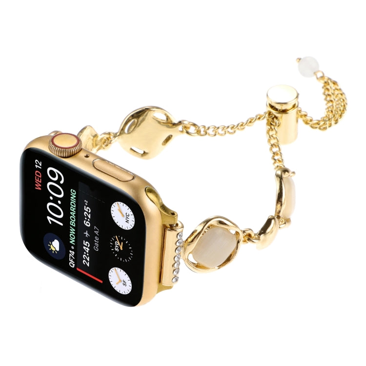 For Apple Watch SE 2023 44mm Shell Metal Chain Bracelet Watch Band(Gold)