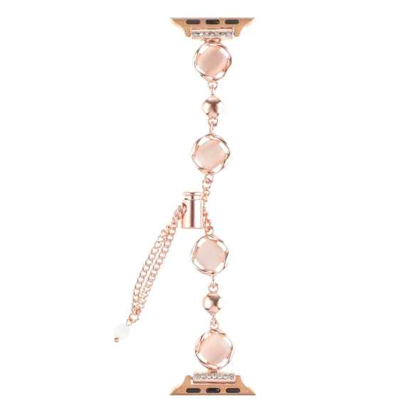 For Apple Watch SE 2023 44mm Shell Metal Chain Bracelet Watch Band(Rose Gold)