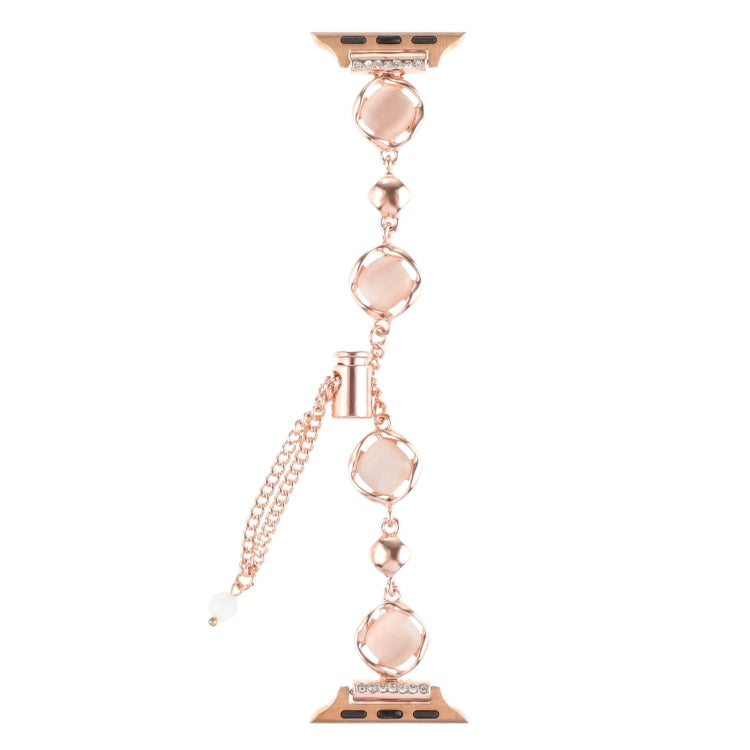 For Apple Watch SE 2023 40mm Shell Metal Chain Bracelet Watch Band(Rose Gold)
