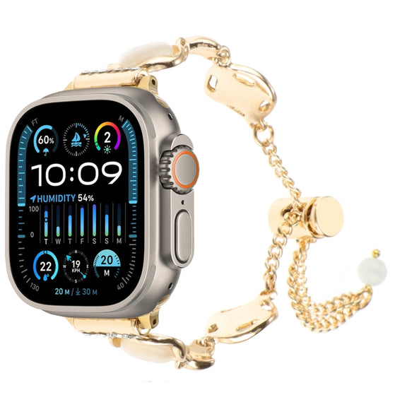 For Apple Watch Ultra 2 49mm Shell Metal Chain Bracelet Watch Band(Gold)