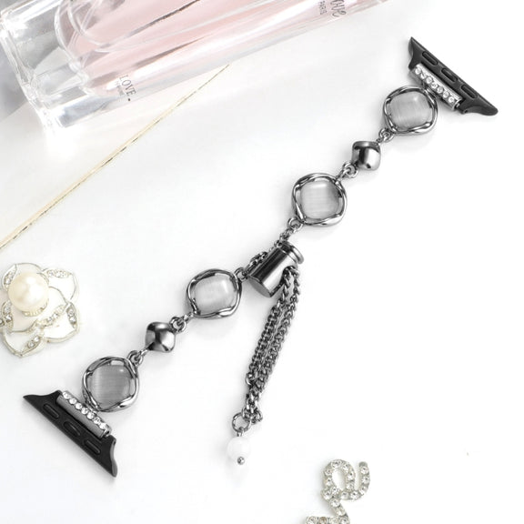 For Apple Watch Series 9 45mm Shell Metal Chain Bracelet Watch Band(Black)