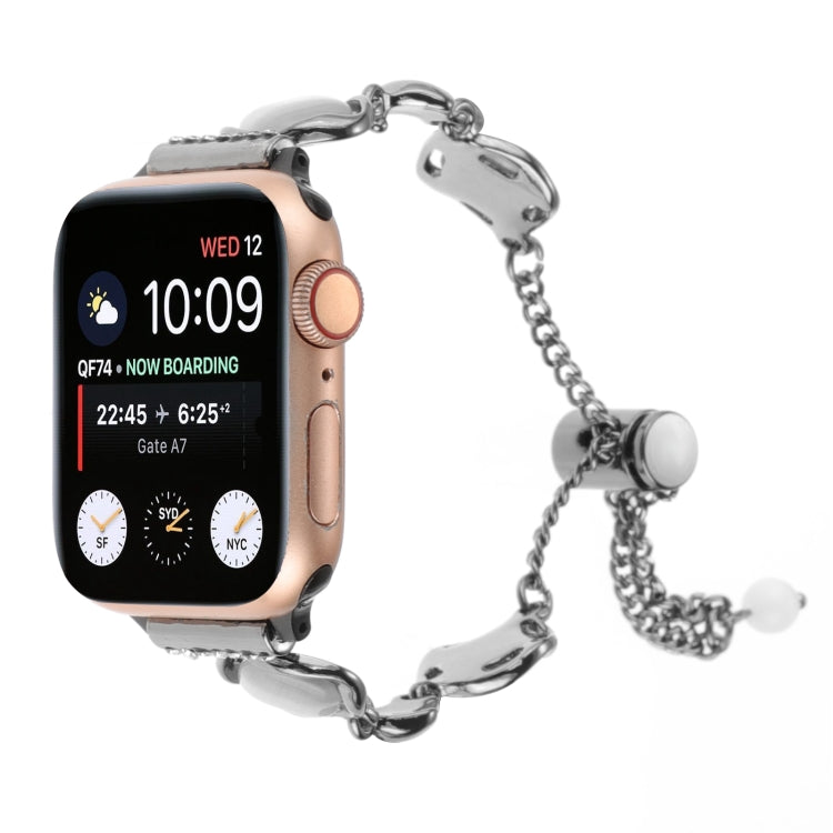 For Apple Watch Series 6 44mm Shell Metal Chain Bracelet Watch Band(Black) - Watch Bands by PMC TechLife | Online Shopping South Africa | PMC TechLife