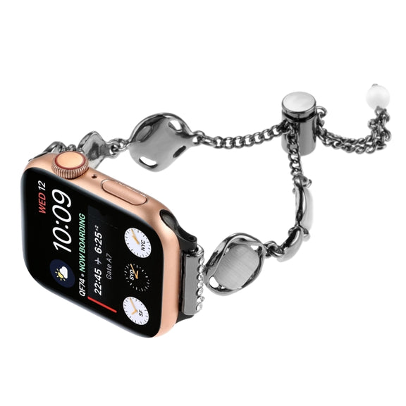 For Apple Watch Series 5 44mm Shell Metal Chain Bracelet Watch Band(Black)