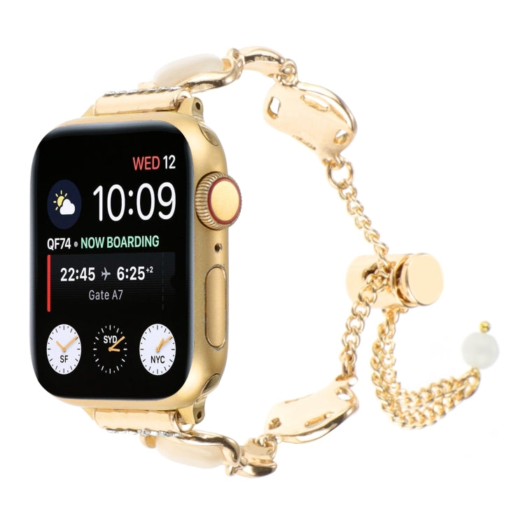 For Apple Watch Series 2 38mm Shell Metal Chain Bracelet Watch Band(Gold) - Watch Bands by PMC TechLife | Online Shopping South Africa | PMC TechLife