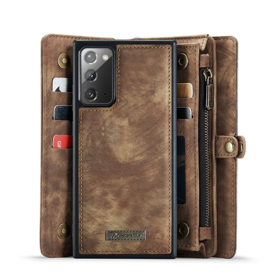 For Samsung Galaxy Note20 CaseMe-008 Detachable Multifunctional Horizontal Flip Leather Case with Card Slot & Holder & Zipper Wallet & Photo Frame(Brown)