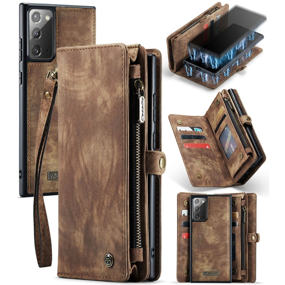 For Samsung Galaxy Note20 CaseMe-008 Detachable Multifunctional Horizontal Flip Leather Case with Card Slot & Holder & Zipper Wallet & Photo Frame(Brown)
