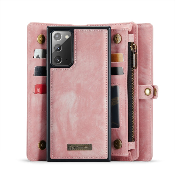 For Samsung Galaxy Note20 CaseMe-008 Detachable Multifunctional Horizontal Flip Leather Case with Card Slot & Holder & Zipper Wallet & Photo Frame (Pink)